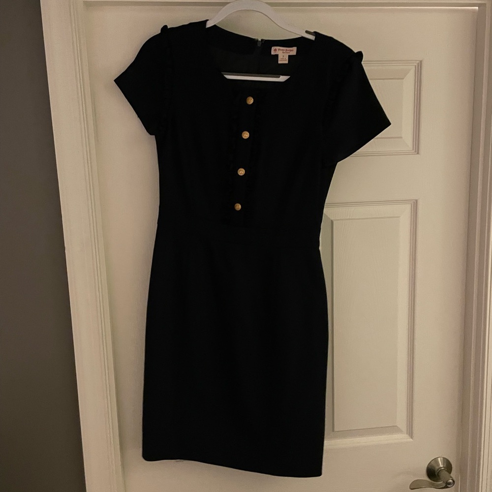 Brooks Brothers Navy Wool Dress with Gold Buttons